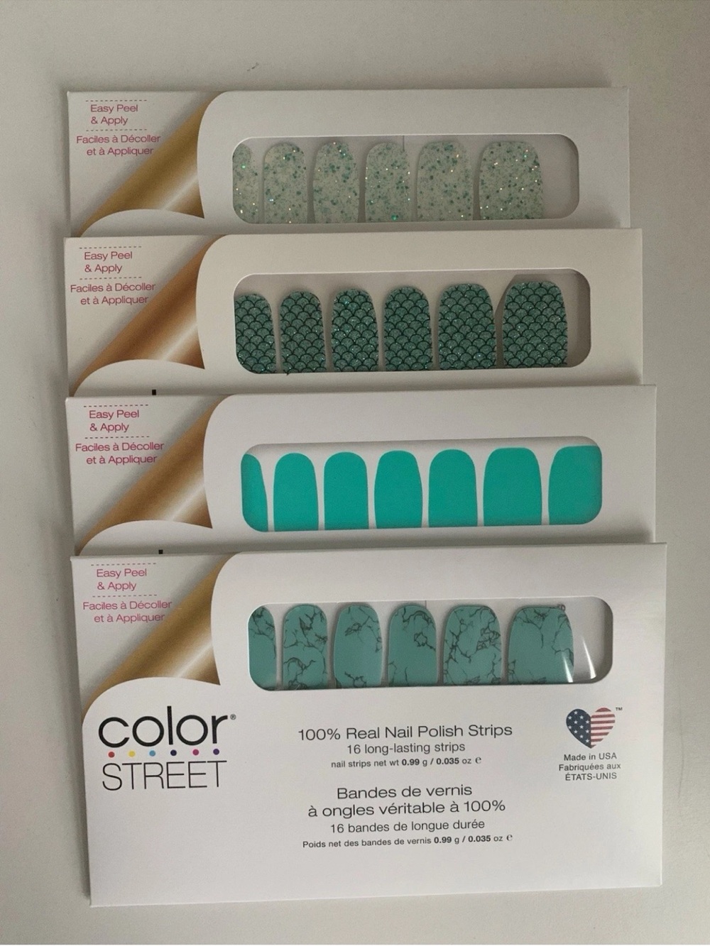 Color Street Turquoise Bundle 4 Sets Mermaid Brigade Mojave Turquoise Retired